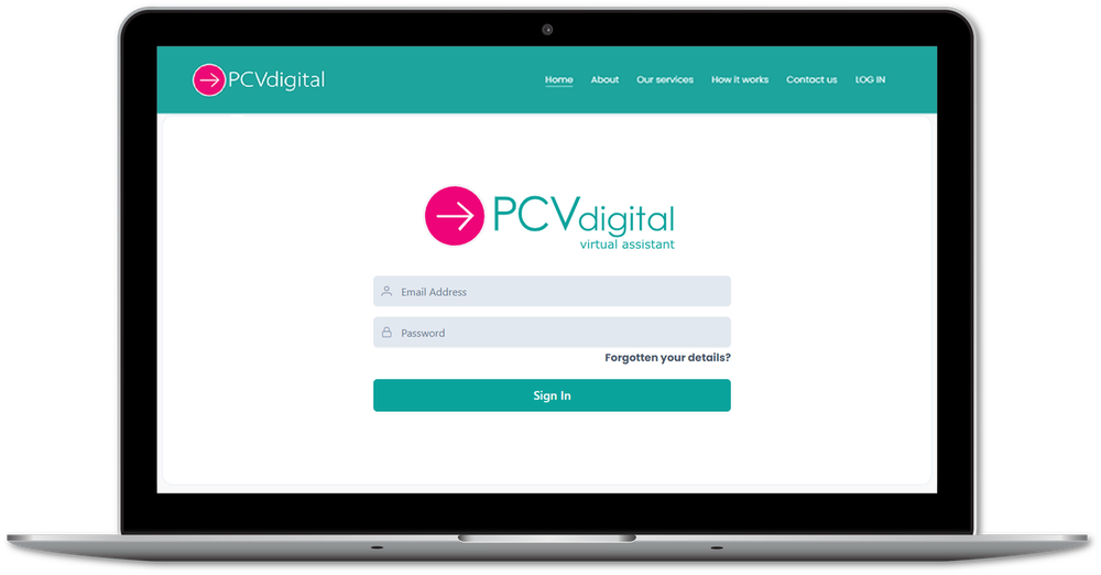Screenshot of the secure PCVdigital virtual assistant sign-in screen